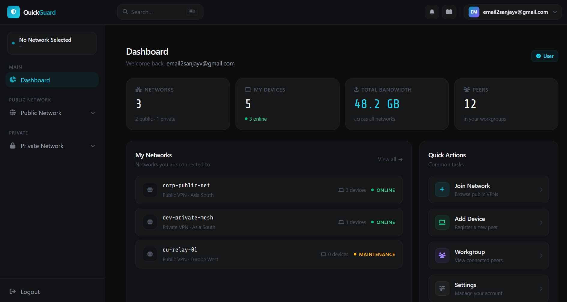 QuickGuard Dashboard
